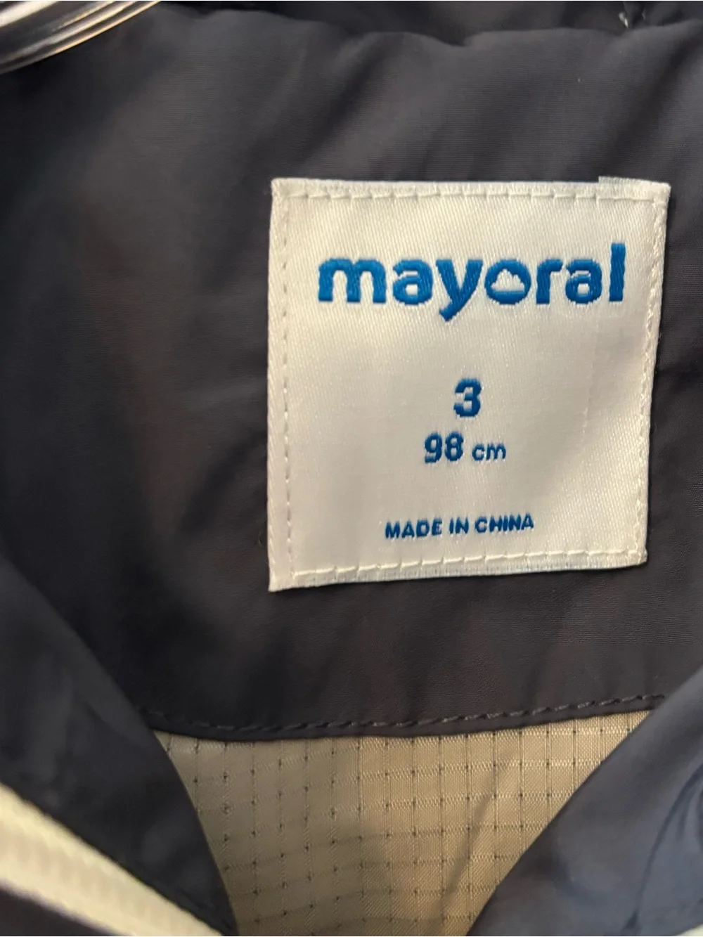 Mayoral Navy Windbreaker Jacket White Full Zip Hooded Classic Preppy SS24